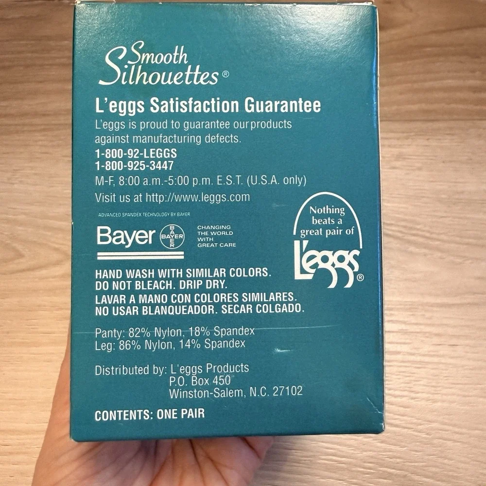 L'Eggs Women's Pantyhose 1998 Smooth Silhouettes Size B‎ Off Black Sheer Toe New